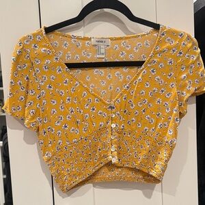 Forever 21 Mustard Floral Crop Top